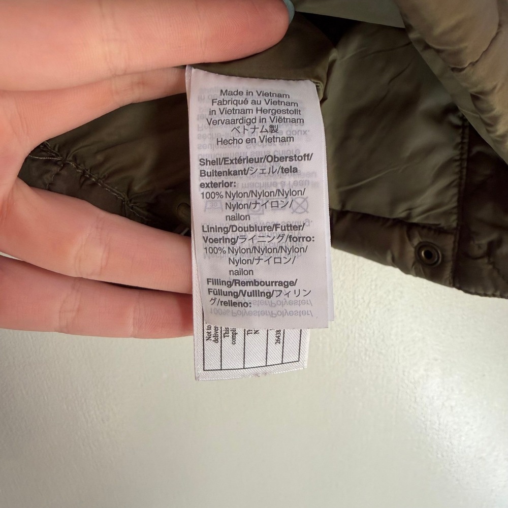 Madewell Women's Olive Green Puffer Jacket Full Zip Quilted Coat Size L - Picture 7 of 10